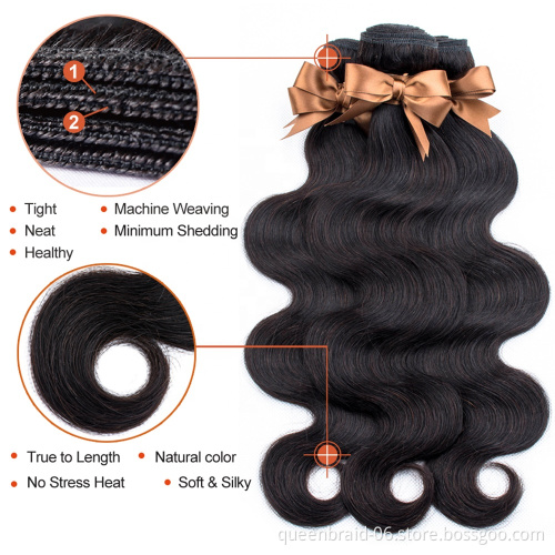 Professional Brazilian Body Wave Hair 100% Unprocessed Virgin Human Hair Bundles with Closure Natural Black Human Hair Extension